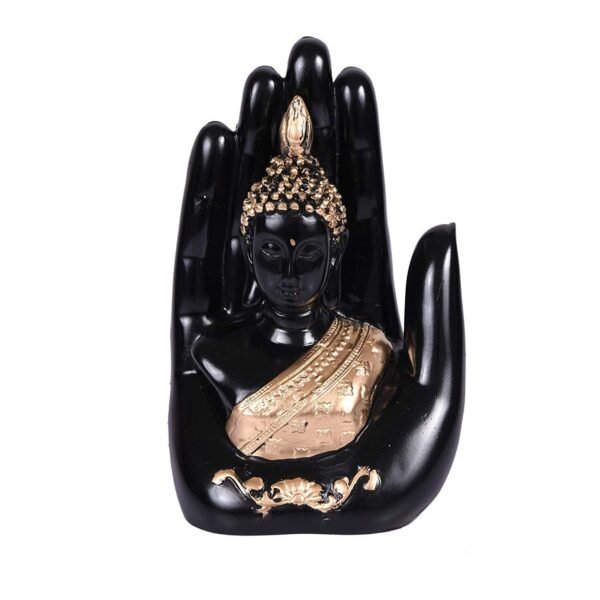 Beckon Venture-Polyresin Handcrafted Hand Palm Lord Buddha-Black