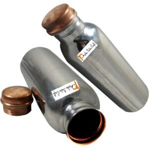 Prisha India Craft-Steel Copper Water Bottle-Pack Of 2 (800 ml)