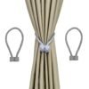 Reyansh Decor-Modern Curtain Solid Tassels (Hooks)-Grey (Pack Of 2)