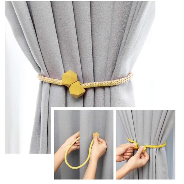 Reyansh Decor-Modern Curtain Solid Tassels (Hooks)-Gold (Pack Of 2)