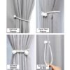 Reyansh Decor-Modern Curtain Solid Tassels (Hooks)-White (Pack Of 2)