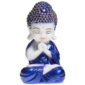 Beckon Venture-Handcrafted Baby Monk Meditating Buddha-Blue