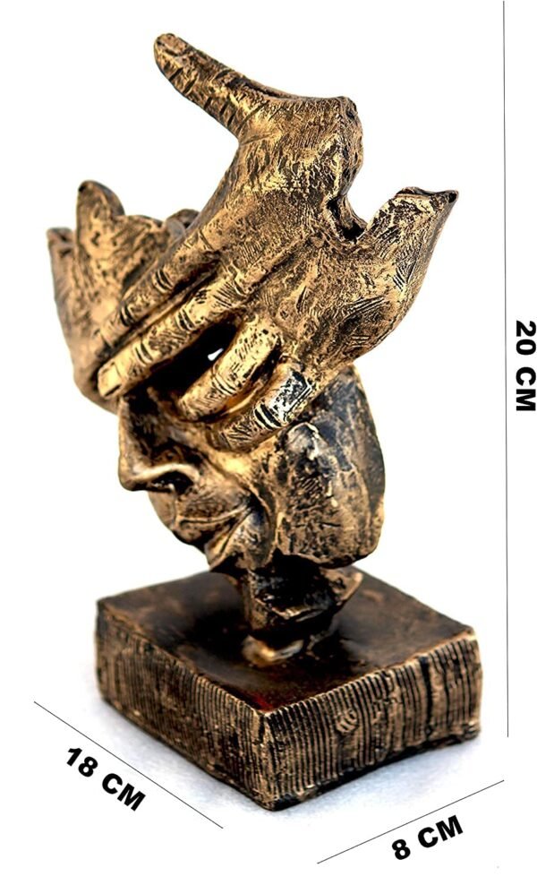 Beckon Venture-Human Face With Hand On His Mouth Showpiece-Golden