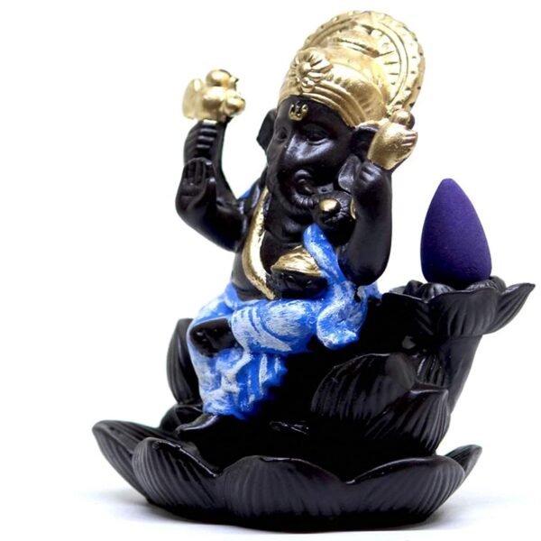Beckon Venture-Handcrafted Lord Ganesha Backflow Incense Burner-Blue Shade