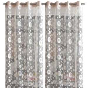 Curtain Decor-Polyester Net Eyelet Curtain-Off White (Pack Of 2)