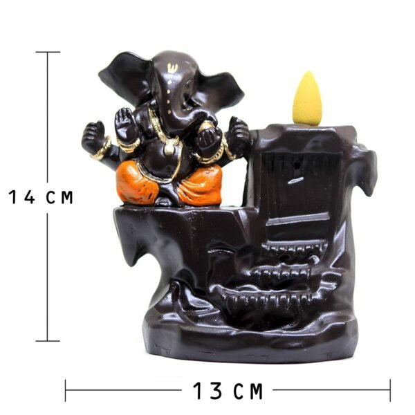 Beckon Venture-Lord Ganesha Backflow Incense Burner Idol-Orange