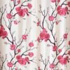 Reyansh Decor-Long Flower Print Polyester Curtain-Pink Flower (Pack Of 3)