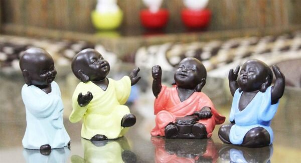 Beckon Venture-Handcrafted Meditating Monk Buddha Idols-Multicolor