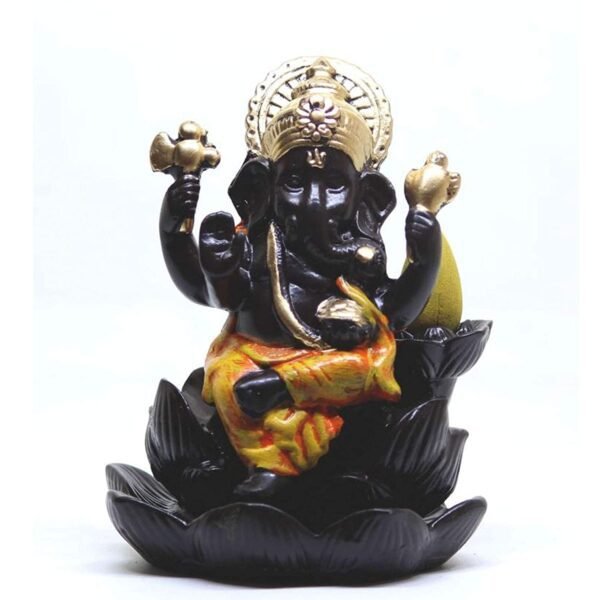 Beckon Venture-Handcrafted Lord Ganesha Backflow Incense Burner-Orange Shade