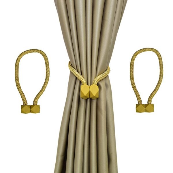 Reyansh Decor-Modern Curtain Solid Tassels (Hooks)-Yellow (Pack Of 2)