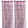 Curtain Decor-Polyester Net Eyelet Curtain-Pink (Pack Of 2)