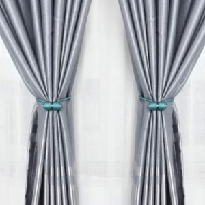 Reyansh Decor-Modern Curtain Solid Circle Tassels (Hooks)-Green (Pack Of 2)