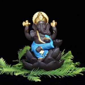 Beckon Venture-Handcrafted Lord Ganesha Backflow Incense Burner-Blue