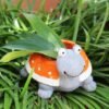 Beckon Venture-Handcrafted Cute Turtle Shaped Planter-Grey & Orange