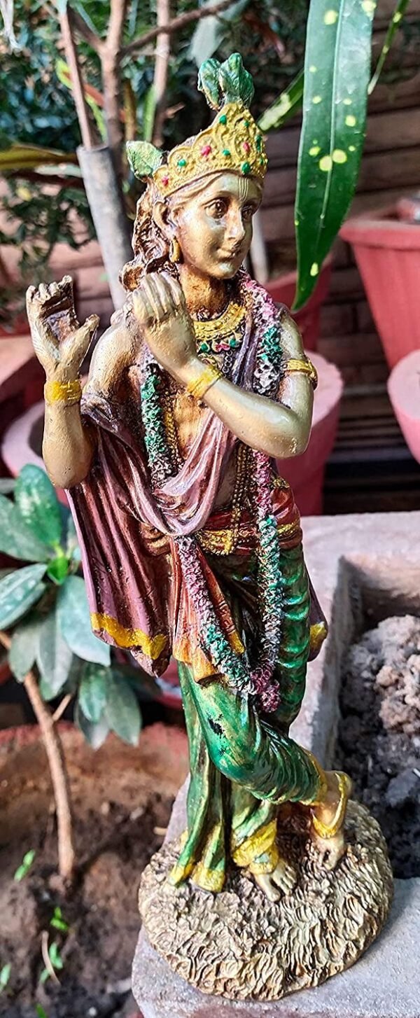 Beckon Venture-Handcrafted Polyresin Lord Krishna Statue-Multicolor