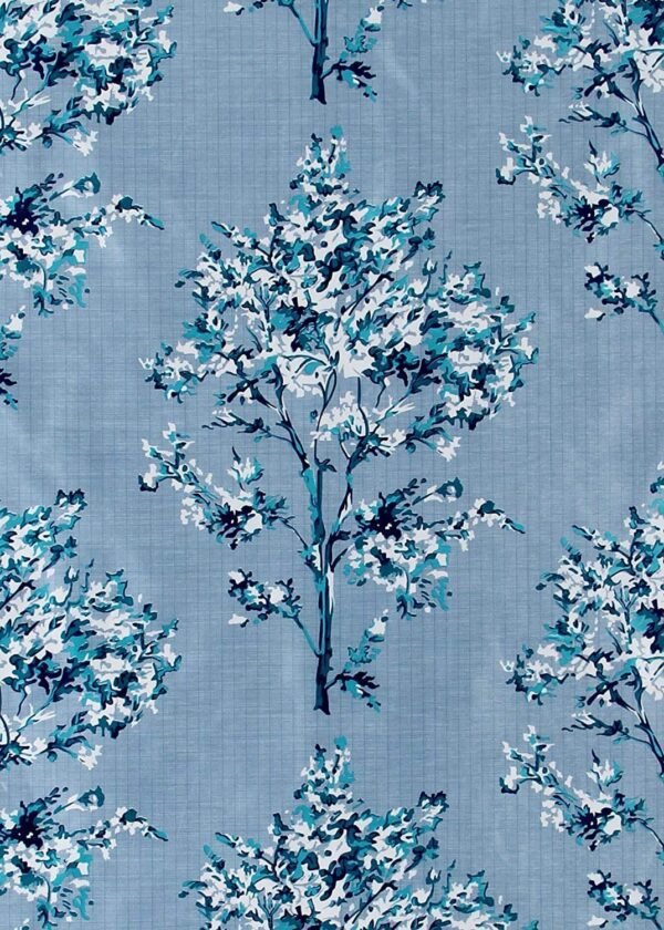 Reyansh Decor-Polyester Blend Leaves Eyelet Curtain-Aqua T (Pack Of 3)