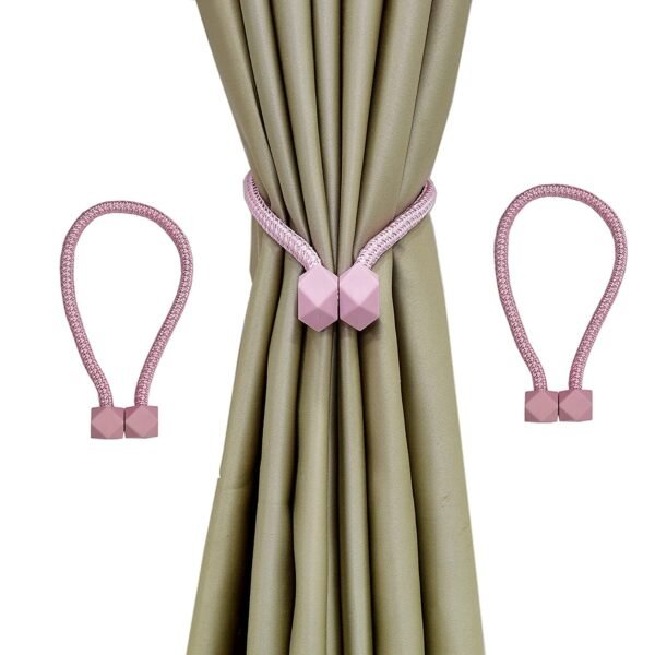 Reyansh Decor-Modern Curtain Solid Tassels (Hooks)-Pink (Pack Of 2)