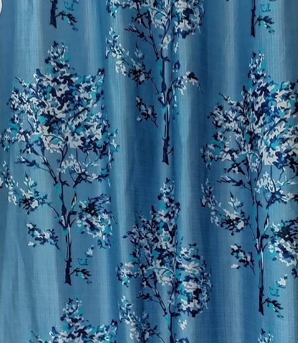 Reyansh Decor-Polyester Blend Leaves Eyelet Curtain-Royal Blue (Pack Of 3)