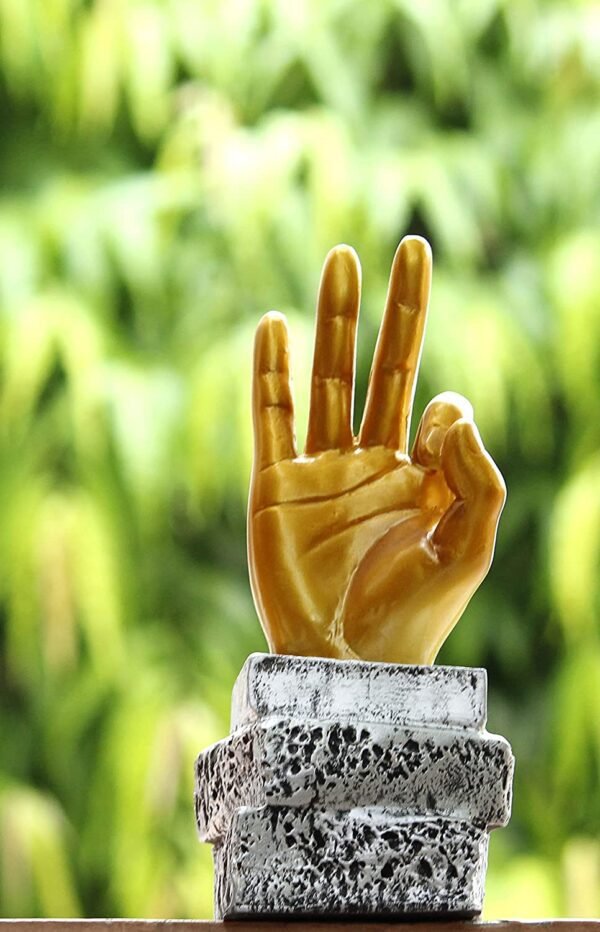 Beckon Venture-Polyresin Okay Sign Hand Sculpture Showpiece-Golden