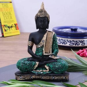 Beckon Venture-Handcrafted Meditating Seating Lord Buddha-Green