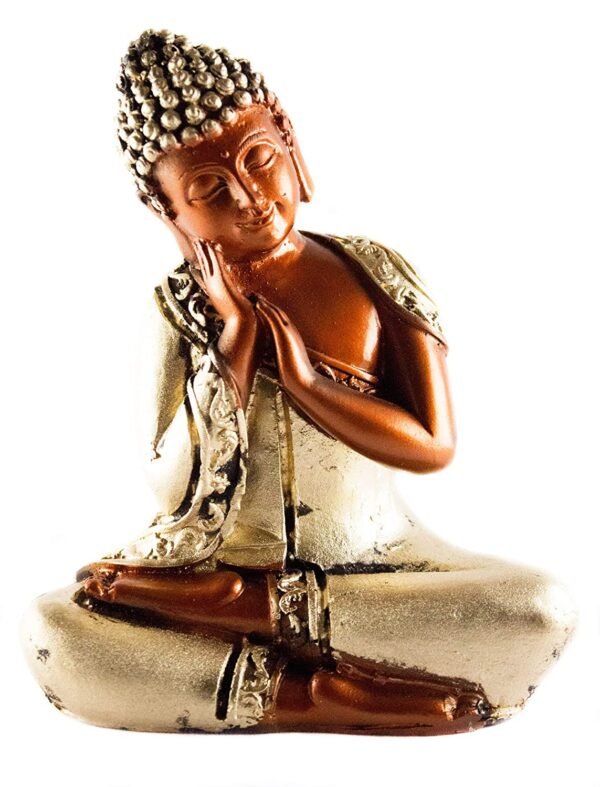 Beckon Venture-Handcrafted Meditating Lord Buddha-Brick Red & Gold