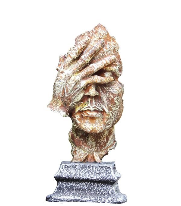 Beckon Venture-Human Face With Hand On His Mouth Showpiece-Multicolor