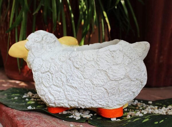 Beckon Venture-Cute Sheep Shaped Polyresin Planter Showpiece-White