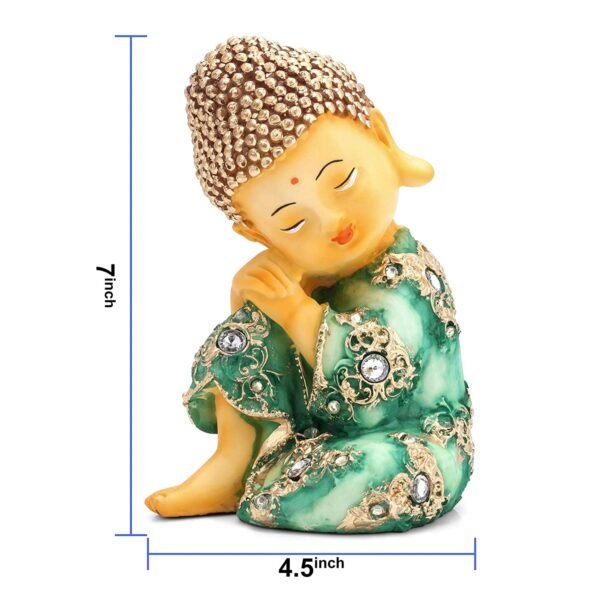 Beckon Venture-Handcrafted Little Monk Modern Meditating Buddha-Green