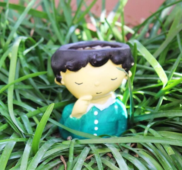 Beckon Venture-Handcrafted Cute Small Boy Shaped Planter-Green