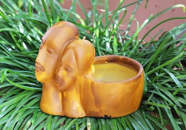 Beckon Venture-Handcrafted Cute Couple Shaped Planter-Brown