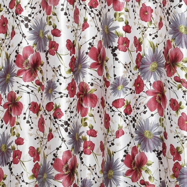 Reyansh Decor-Long Flower Print Polyester Curtain-Maroon SF Print (Pack Of 3)