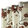 Reyansh Decor-Long Flower Print Polyester Curtain-Coffee Flower (Pack Of 3)