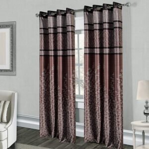 Reyansh Decor-Heavy Polyester Digital Panel Curtain-Coffee (Pack Of 3)