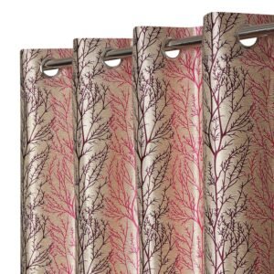 Reyansh Decor-Printed Heavy Polyester Eyelet Curtain-Wine (Pack Of 3)