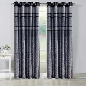Reyansh Decor-Heavy Polyester Digital Panel Curtain-Grey (Pack Of 3)