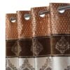 Reyansh Decor-Heavy Polyester Damask Punch Curtain-Golden D (Pack Of 3)