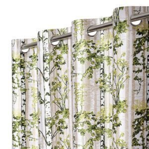 Reyansh Decor-Printed Heavy Polyester Eyelet Curtain-Green Print (Pack Of 3)