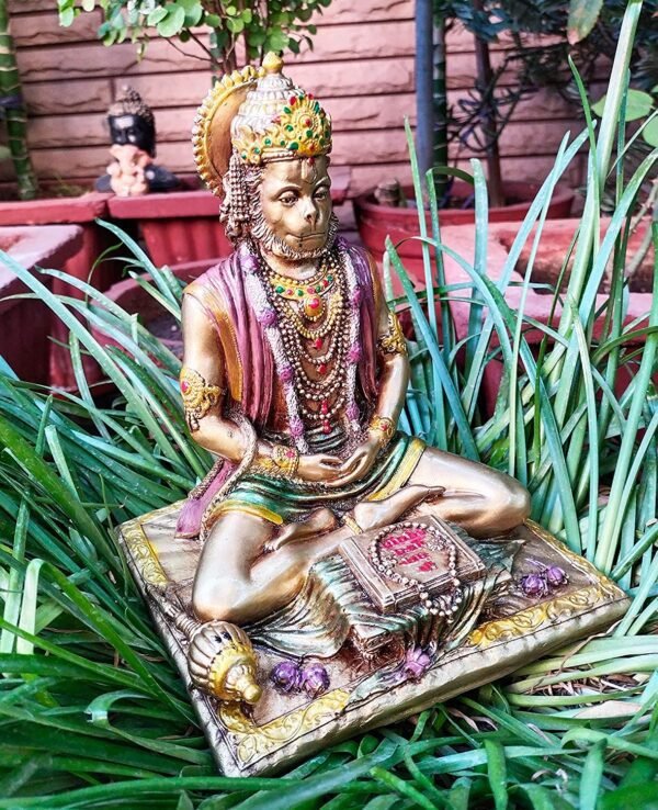 Beckon Venture-Handcrafted Meditating Lord Hanuman Idol-Multicolor