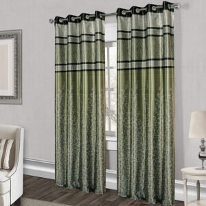 Reyansh Decor-Heavy Polyester Digital Panel Curtain-Green (Pack Of 3)