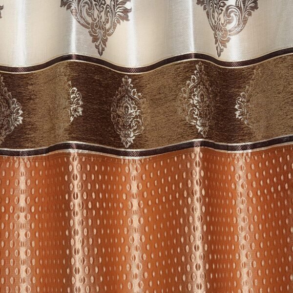 Reyansh Decor-Heavy Polyester Damask Punch Curtain-Golden D (Pack Of 3)