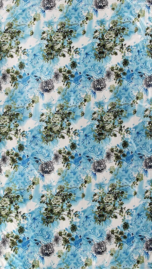 Reyansh Decor-Polyester Floral Grommet Curtain-Aqua (Pack Of 3)