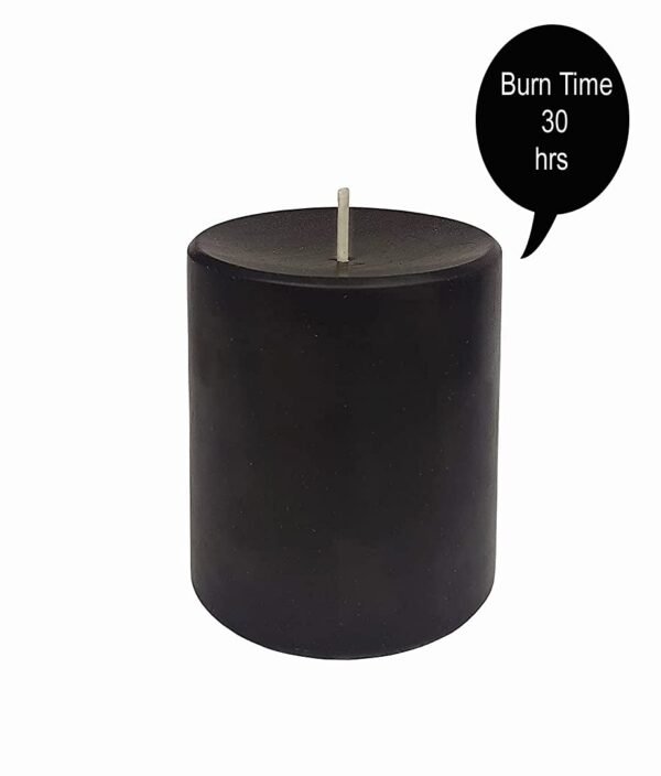 PURE INDIAN CANDLE-Autumn Leaves Scented Handmade Pillar Candles-Black ( Pack Of 4)