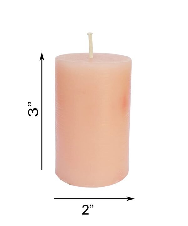 PURE INDIAN CANDLE-Handmade Rose Scented Rustic Pillar Candle-Beige ( Pack Of 6)