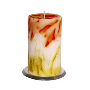 PURE INDIAN CANDLE-Sandlewood Fragrance Rustic Pillar Candle-Multicolor