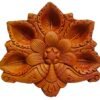 Mukherjee Handicraft-Terracotta Decorative 5 Diwali Diya Tray-Brown
