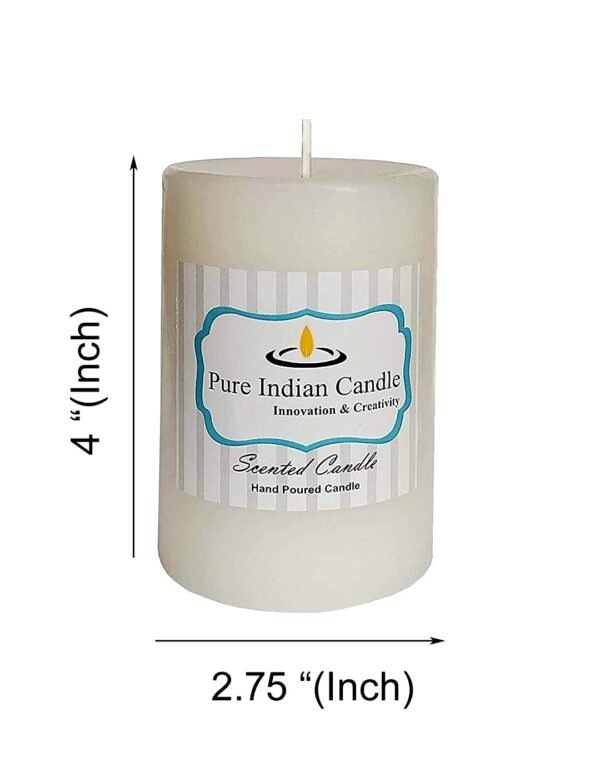 PURE INDIAN CANDLE-Night Blooming Jasmine Fragrance Solid Pillar Candle-White