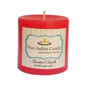 PURE INDIAN CANDLE-Fresh Cut Roses Fragrance Solid Pillar Candle-Red