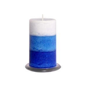 PURE INDIAN CANDLE-Hand Poured Forest Scented Pillar Candle-Blue Tritone