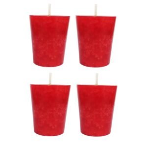 PURE INDIAN CANDLE-Handpourd Fresh Cut Roses Scented Votive Candle-Red (Pack Of 4)