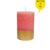 PURE INDIAN CANDLE-Handmade Roses Scented Pillar Candle-Pink & Golden ( Pack Of 6)